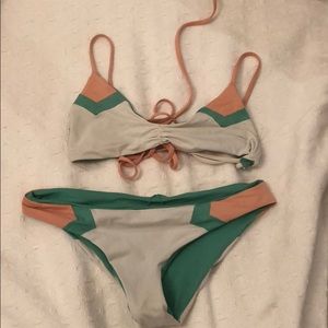 Lspace Pink and Turquoise bikini REVERSABLE